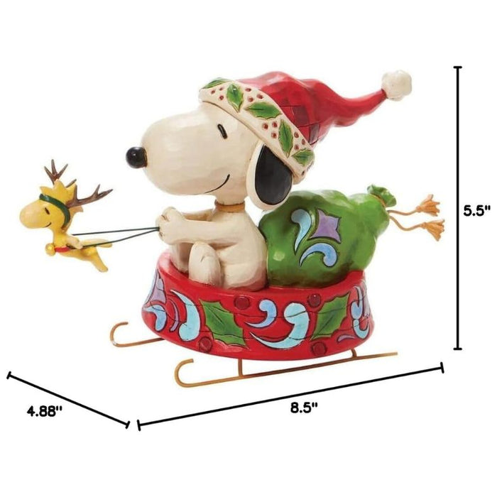 Enesco Jim Shore Santa Snoopy in a Dog Bowl Sled Figurine, 5.5"