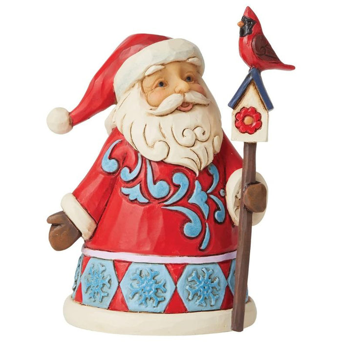 Enesco Jim Shore Heartwood Creek Santa with Cardinal and Birdhouse Miniature Figurine