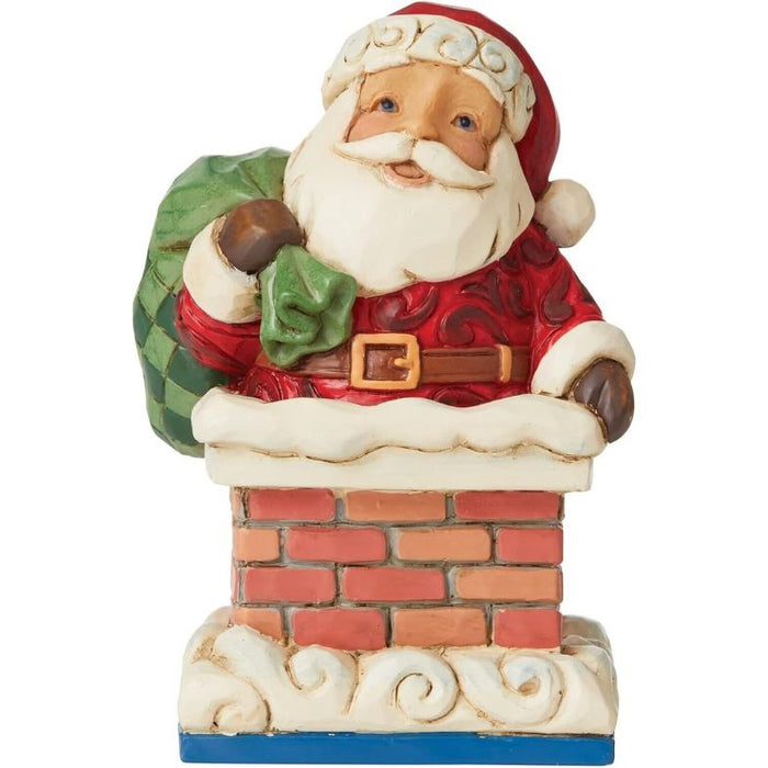 Enesco Jim Shore Heartwood Creek Santa in Chimney Miniature Figurine, 3.875 Inch, Multicolor