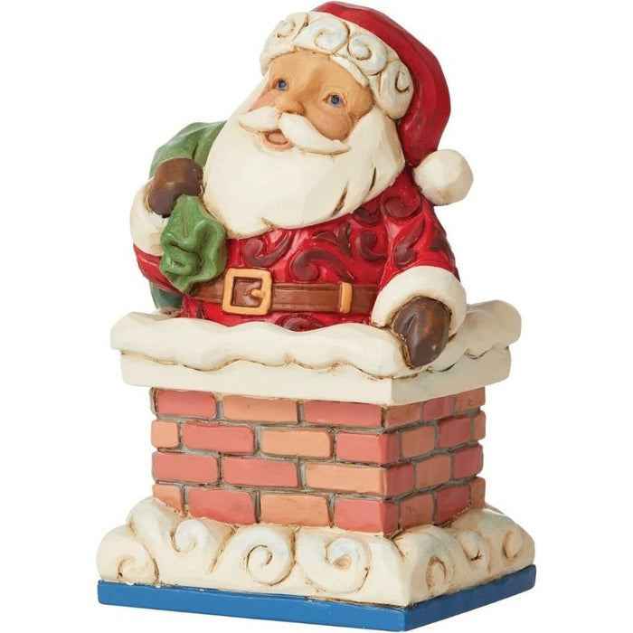 Enesco Jim Shore Heartwood Creek Santa in Chimney Miniature Figurine, 3.875 Inch, Multicolor