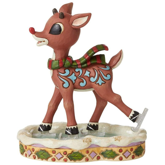 Enesco Rudolph The Red-Nosed Reindeer Traditions by Jim Shore Ice Skating Figurine