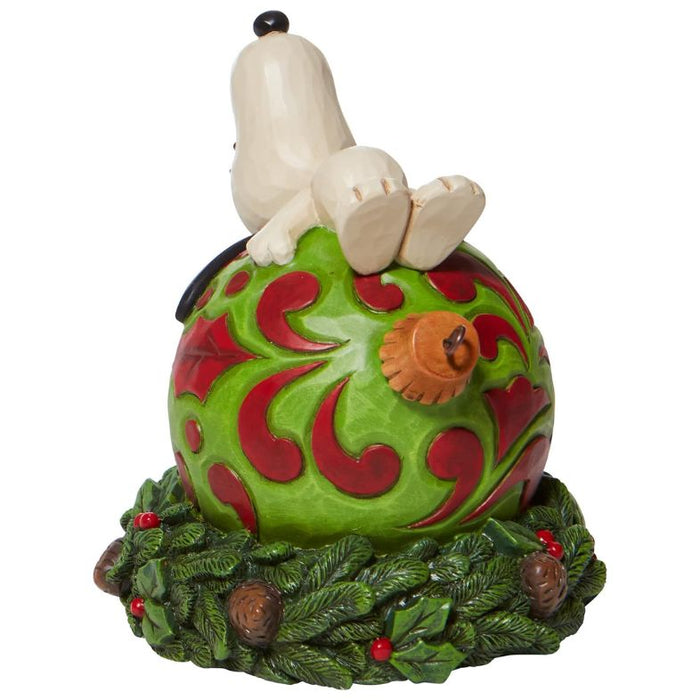 Enesco Peanuts by Jim Shore Snoopy Laying on a Christmas Ornament Figurine, 5.125 Inch, Multicolor