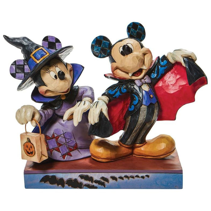 Enesco Disney Traditions by Jim Shore Witch Minnie and Vampire Mickey Mouse Halloween Figurine, 5 Inch, Multicolor,Black