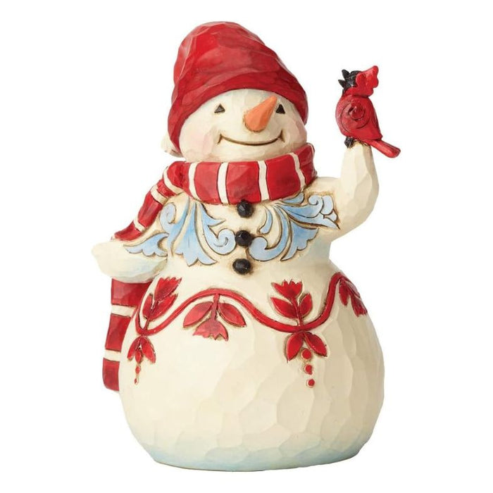 Enesco Jim Shore Heartwood Creek Snowman Holding a Cardinal Pint-Sized Figurine