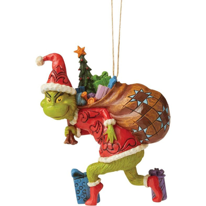 Enesco Jim Shore The Grinch Tiptoeing Hanging Ornament, 4.45" H, Multicolor for Christmas