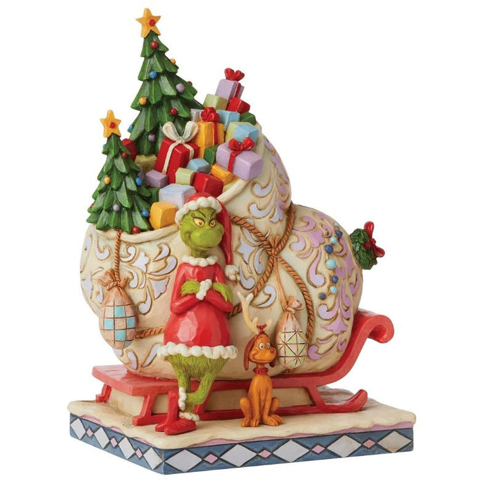 Enesco Jim Shore Dr. Seuss The Grinch and Max Standing by Sleigh Figurine