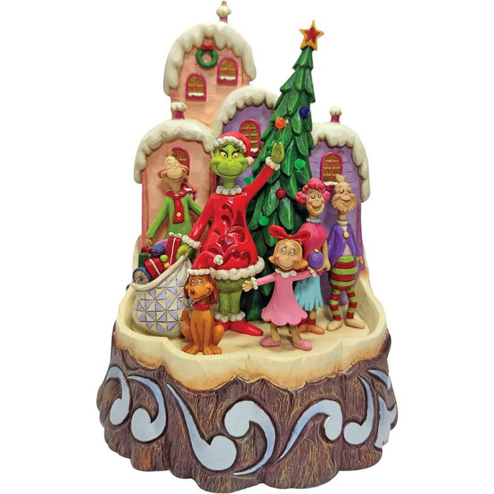 Enesco Jim Shore Dr. Seuss The Grinch Carved by Heart Lit Figurine, 8.86 Inch, Multicolor, Green