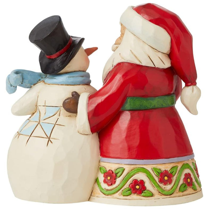 Enesco Jim Shore Heartwood Creek Santa and Snowman Christmas Togetherness Pint-Sized Figurine, 4.75 Inch, Multicolor