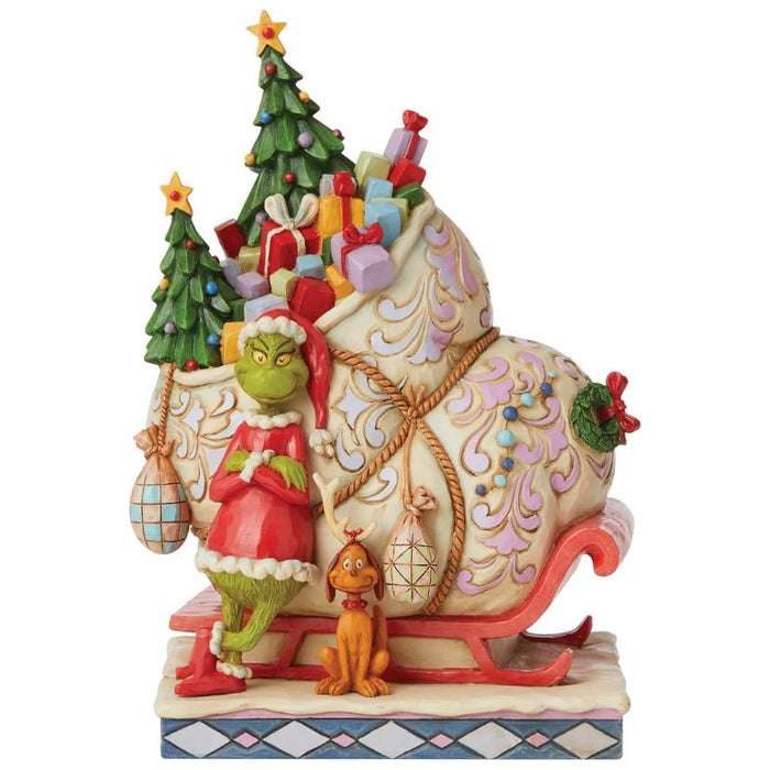 Enesco Jim Shore Dr. Seuss The Grinch and Max Standing by Sleigh Figurine