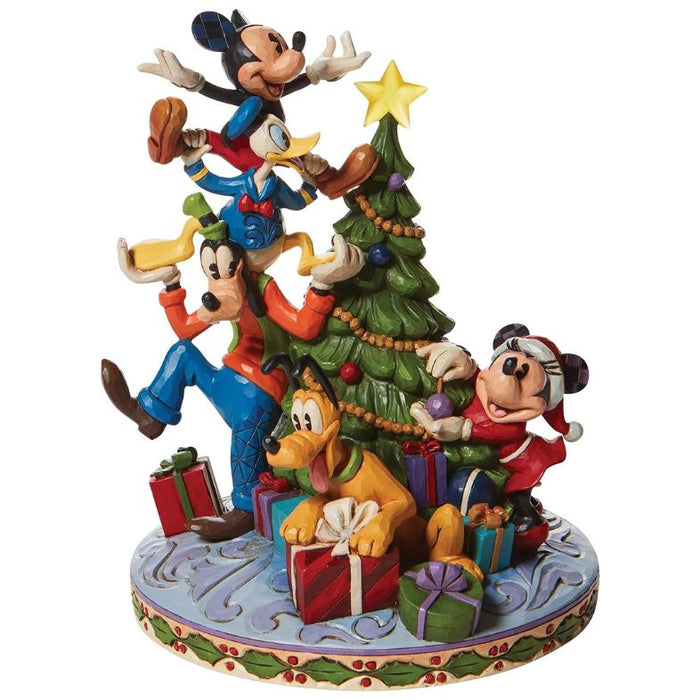 Enesco Disney Traditions by Jim Shore The Fab Five Decorating The Christmas Tree Lit Figurine, 8.26 Inch, Multicolor