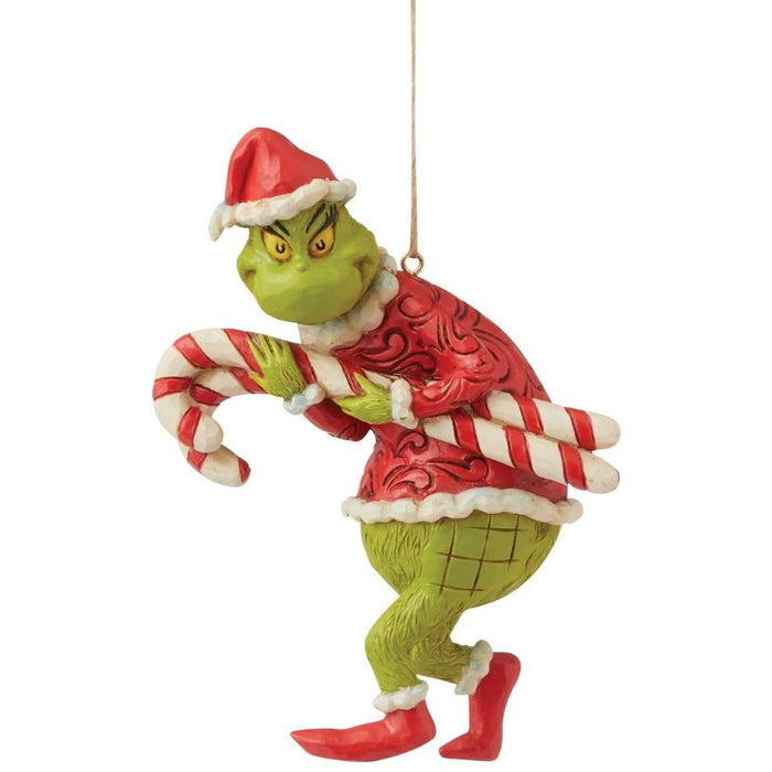 Enesco Jim Shore Dr. Seuss The Grinch Stealing Candy Canes Hanging Ornament, 4.72 Inch, Multicolor, for Christmas