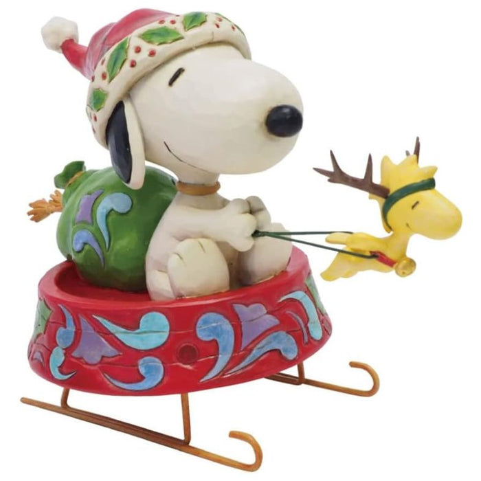 Enesco Jim Shore Santa Snoopy in a Dog Bowl Sled Figurine, 5.5"