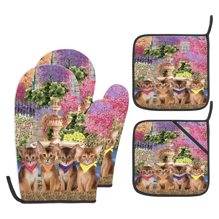 Abyssinian Oven Mitts and Pot Holder: Explore a Variety of Designs, Potholders with Kitchen Gloves for Cooking, Custom, Personalized, Gifts for Pet & Cat Lover