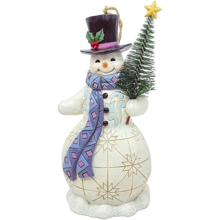 Jim Shore Heartwood Creek Snowman with Sisal Christmas Tree Hanging Ornament,NIB