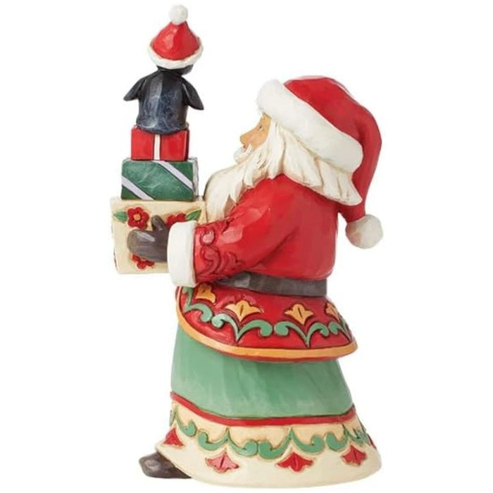 Jim Shore Heartwood Creek Santa with Presents and a Penguin Pint-Sized Figurine