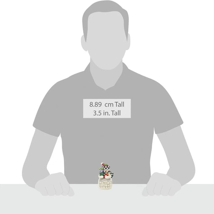 Jim Shore Heartwood Creek Four Seasons Mini Snowman with Checkered Hat Figurine