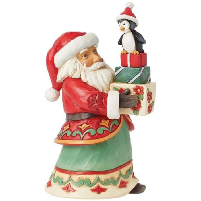 Jim Shore Heartwood Creek Santa with Presents and a Penguin Pint-Sized Figurine