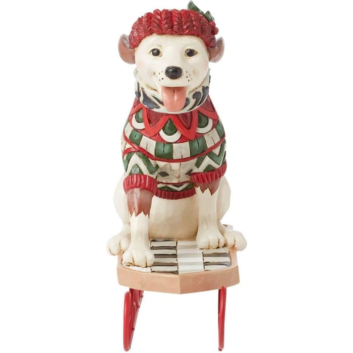 Jim Shore Heartwood Creek Highland Glen Dog on Sled Dashing Downhill Figurine