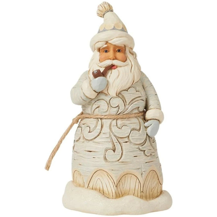 Jim Shore Heartwood Creek White Woodland Santa Claus Holding Pipe Figurine NEW