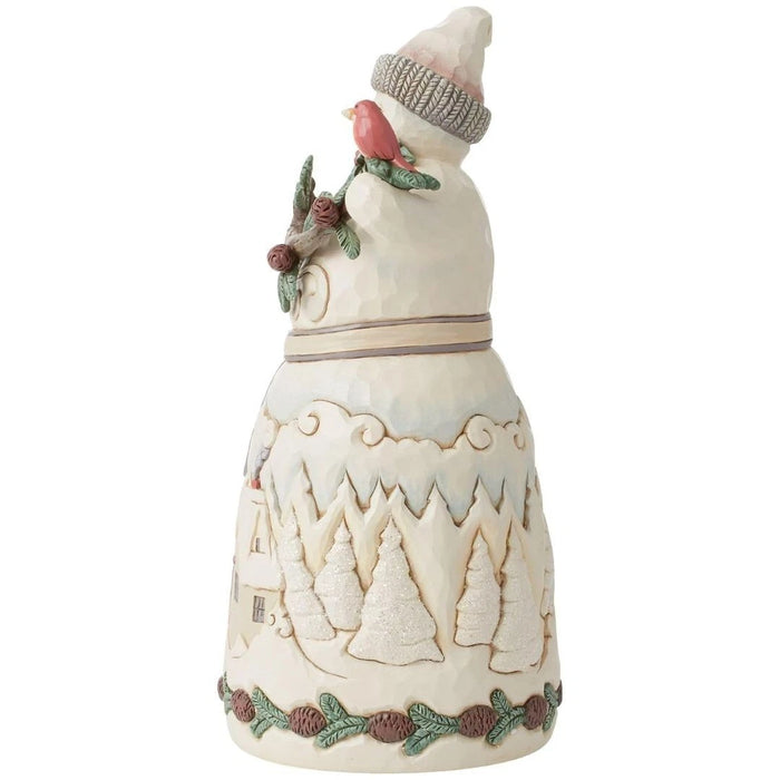Enesco Jim Shore Heartwood Creek White Woodland Snowman w/ Pine Garland Figurine