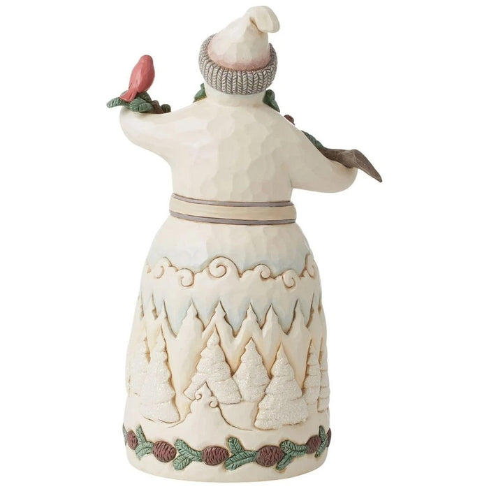 Enesco Jim Shore Heartwood Creek White Woodland Snowman w/ Pine Garland Figurine