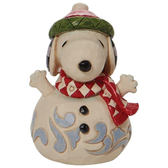 Enesco Jim Shore Peanuts Snoopy Snowman Miniature Figurine, 3.54"