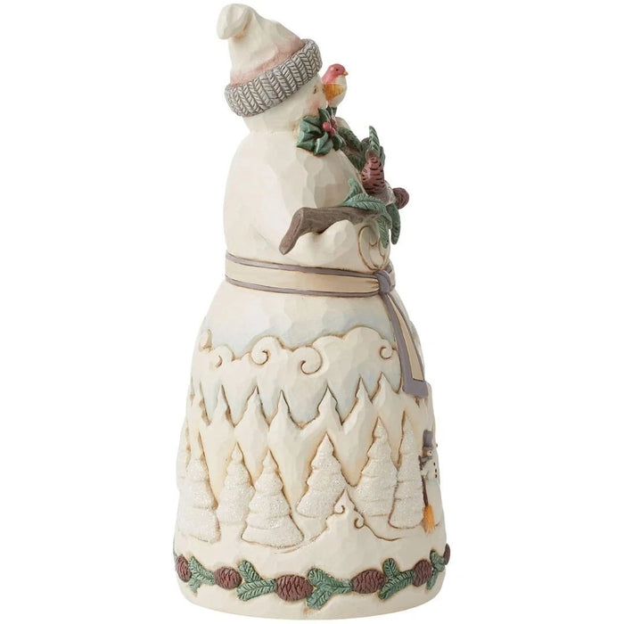 Enesco Jim Shore Heartwood Creek White Woodland Snowman w/ Pine Garland Figurine