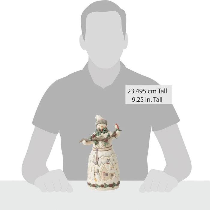 Enesco Jim Shore Heartwood Creek White Woodland Snowman w/ Pine Garland Figurine