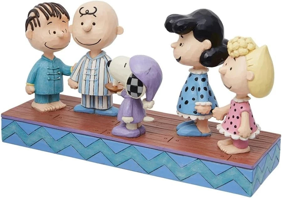 Enesco Jim Shore Peanuts Gang in Christmas PJ's Figurine NEW NIB