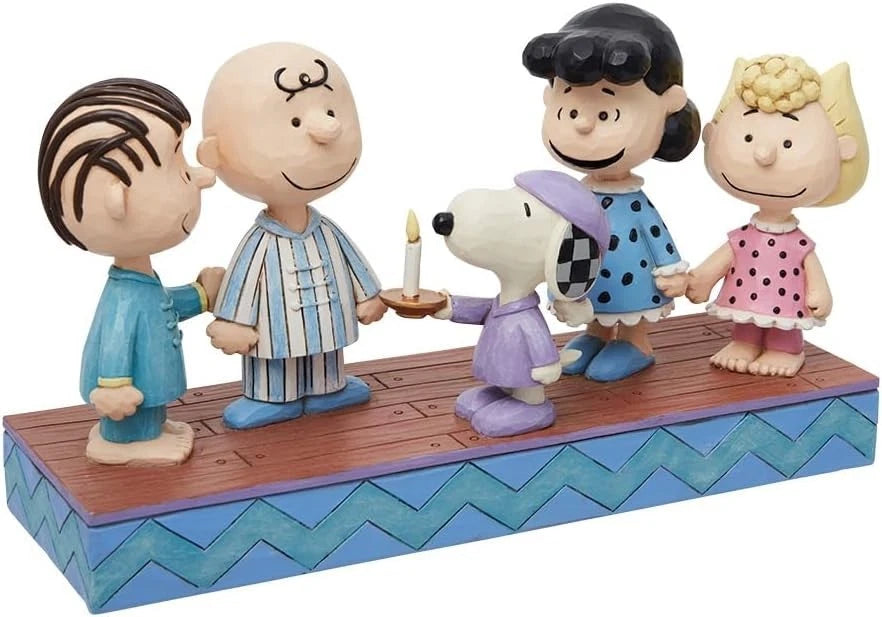 Enesco Jim Shore Peanuts Gang in Christmas PJ's Figurine NEW NIB