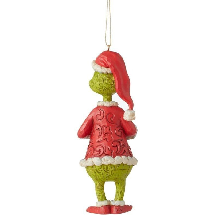 Enesco Jim Shore Dr. Seuss The Grinch Holding Candy Cane Hanging Ornament, 5.31"