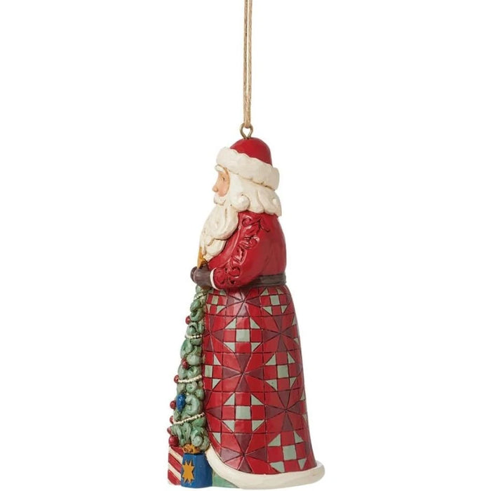 Jim Shore Heartwood Creek Santa Standing with Christmas Tree Hanging Ornament