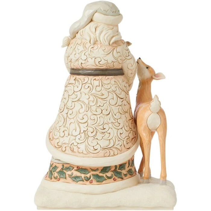 Enesco Jim Shore Heartwood Creek White Woodland Santa Holding a Fawn Figurine