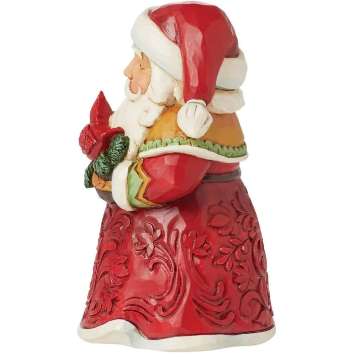 Enesco Jim Shore Heartwood Creek Santa Holding a Cardinal Miniature Figurine