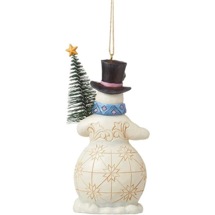 Jim Shore Heartwood Creek Snowman with Sisal Christmas Tree Hanging Ornament,NIB