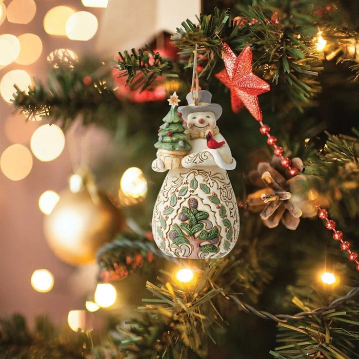 Enesco Jim Shore Heartwood Creek White Woodland Snowman Hanging Ornament, NEW