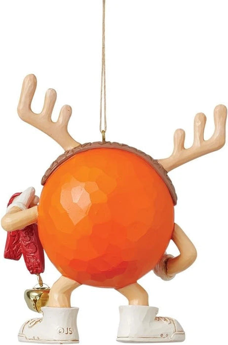 Enesco M&M's by Jim Shore Orange Character Dressed as Reindeer Hanging Ornament