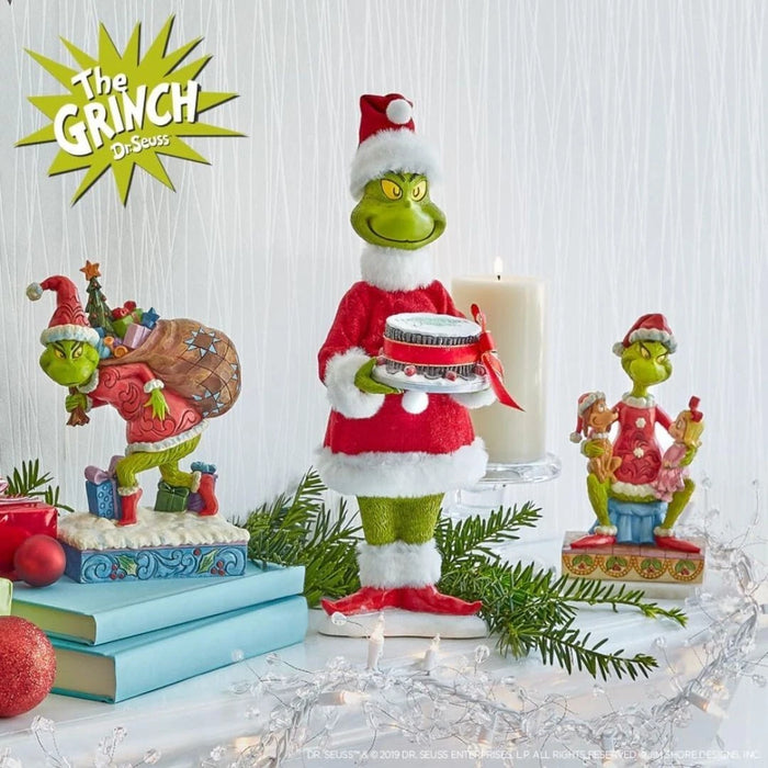 Enesco Dr. Seuss Grinch by Jim Shore Santa Grinch Figurine Tip Toeing with Gifts