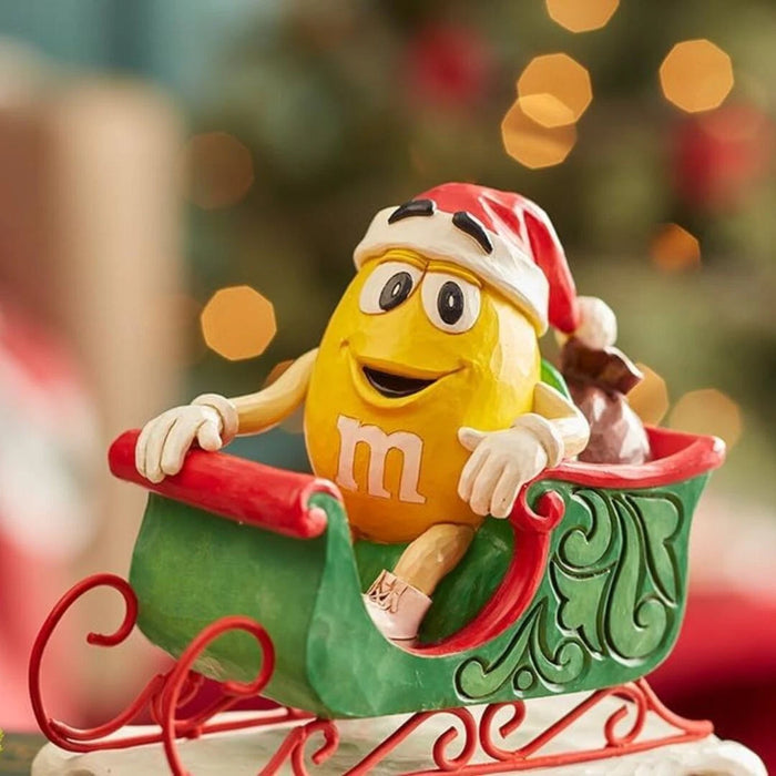 Enesco M&M's by Jim Shore M&M Yellow Character Riding in Sleigh Figurine NEW NIB