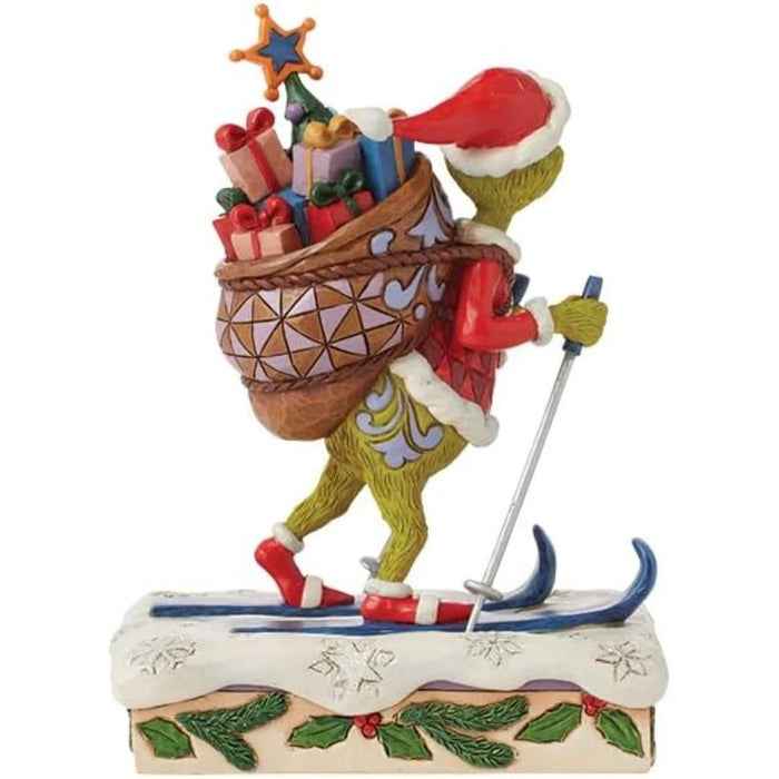 Dr. Seuss Grinch by Jim Shore Santa Grinch Skiing with Toy Bag Figurine, NIB NEW