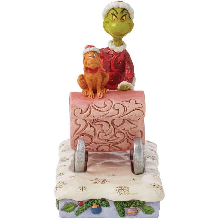 Dr. Seuss Grinch by Jim Shore Santa Grinch with Max Riding on Sleigh Figurine