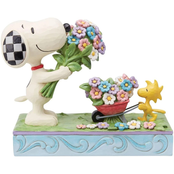 Enesco Peanuts by Jim Shore Snoopy and Woodstock with Flowers Figurine, NIB NEW