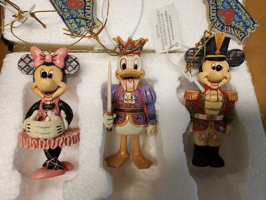 Jim Shore Enesco Mickey Minnie & Donald Duck Nutcracker Ornament Set of 3 NWT