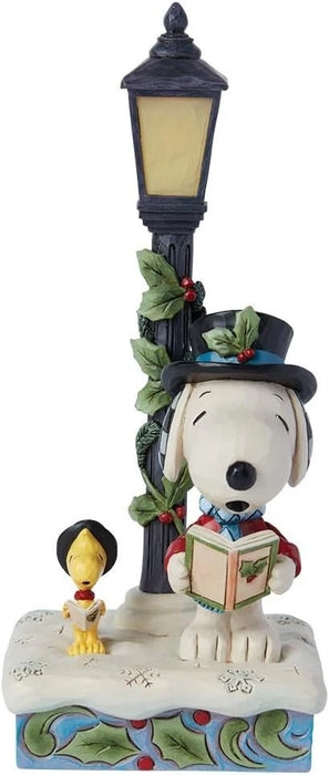 Enesco Peanuts Jim Shore Snoopy and Woodstock Caroling by Lamp Post Lit Figurine