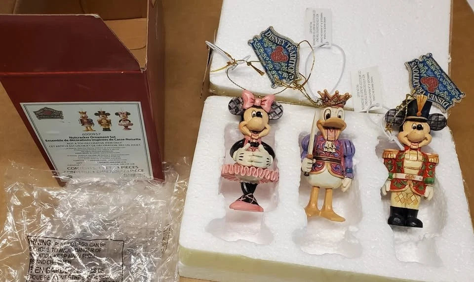 Jim Shore Enesco Mickey Minnie & Donald Duck Nutcracker Ornament Set of 3 NWT