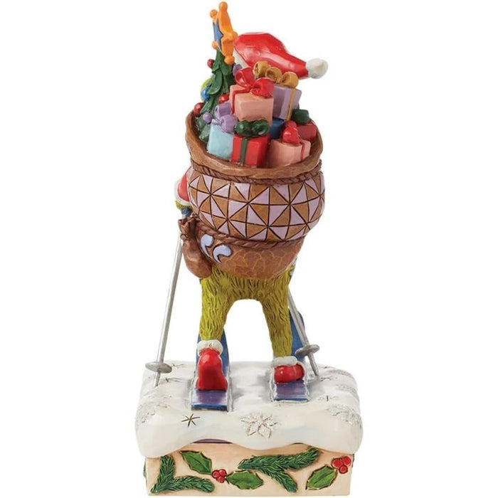 Dr. Seuss Grinch by Jim Shore Santa Grinch Skiing with Toy Bag Figurine, NIB NEW