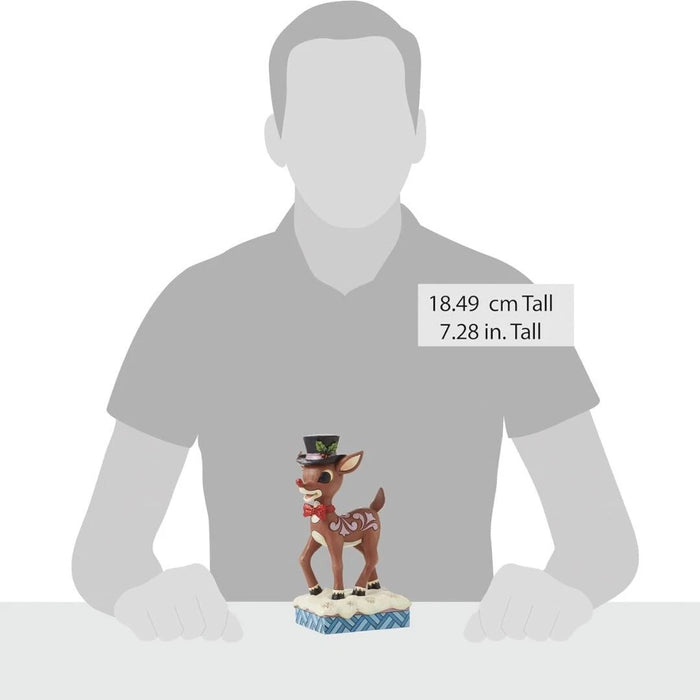 Rudolph Traditions by Jim Shore Reindeer Wearing Top Hat and Bowtie Figurine NIB