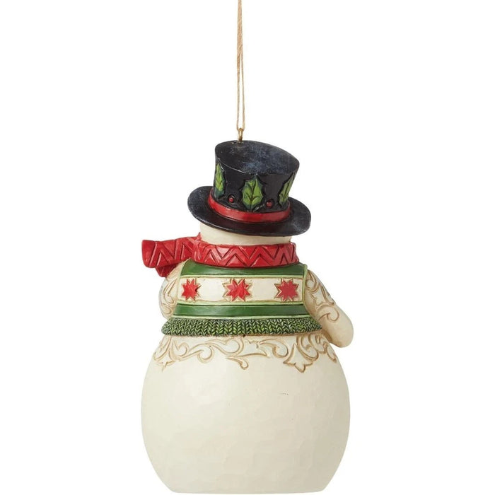 Enesco Jim Shore Heartwood Creek Snowman Holding a Cardinal Hanging Ornament