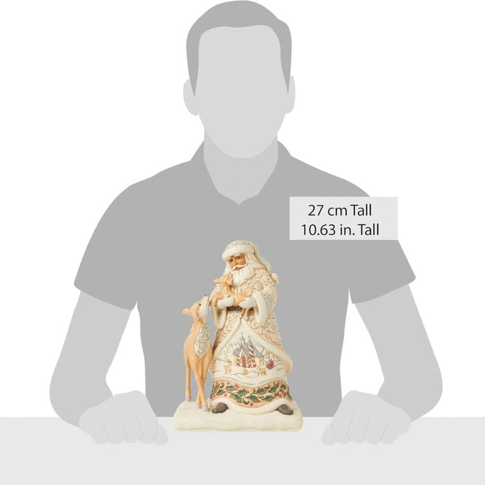 Enesco Jim Shore Heartwood Creek White Woodland Santa Holding a Fawn Figurine