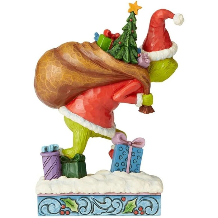 Enesco Dr. Seuss Grinch by Jim Shore Santa Grinch Figurine Tip Toeing with Gifts